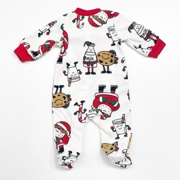 Carter's Christmas cookies/milk print fleece baby footie - Picture 2 of 3
